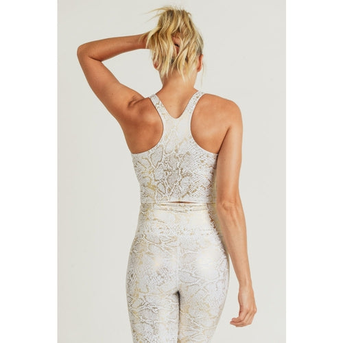 Gold Print Athletic Crop Top
